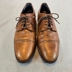 Cole Haan Grand.OS Mens 10.5 M Tan Leather Cap Toe Brogue Oxford Shoes C26146
